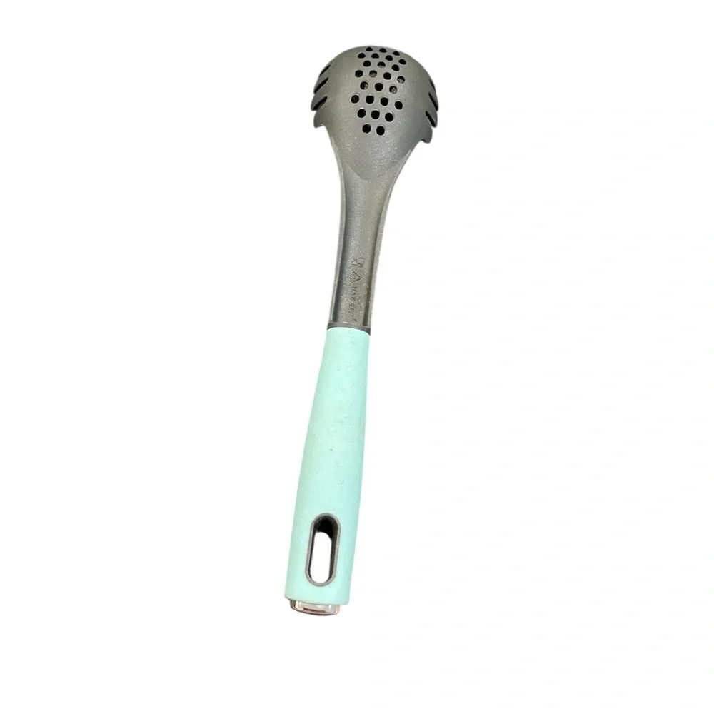Grater slotted spaghetti pasta server spoon black light blue aqua